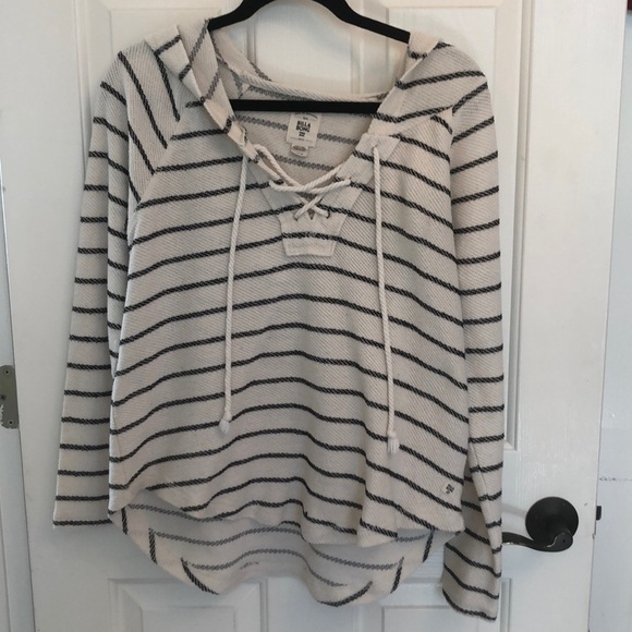 P: 𝅺BILLABONG Hoodie Shirt Boho Cotton Striped Leisure swim cover Women’s M - Picture 1 of 8